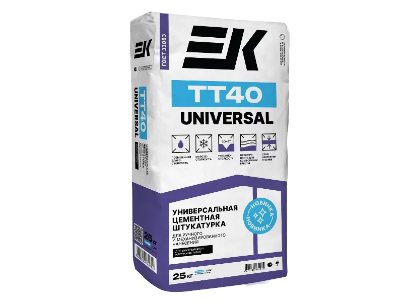 картинка Штукатурка цемент - известковая ЕК TT40 UNIVERSAL ручн и механ. нанесения, 25 кг от базы строительно-отделочных материалов